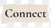 Connect png word sticker typography, torn paper, transparent background