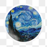 The Starry Night png badge sticker on transparent background, remixed by rawpixel