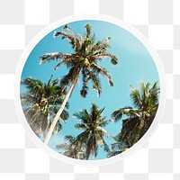 Palm trees png badge sticker on transparent background