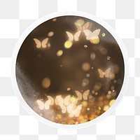 Butterfly bokeh png badge sticker on transparent background