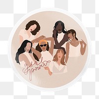 Girl Power png badge sticker on transparent background