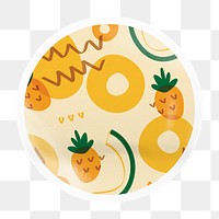 Tropical pineapple png pattern badge sticker on transparent background