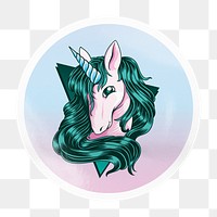 Unicorn png badge sticker on transparent background