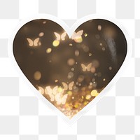 Butterfly bokeh png heart badge sticker on transparent background