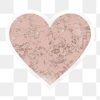 Pink marble png heart badge sticker on transparent background