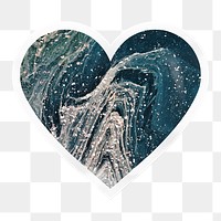 Blue marble aesthetic png heart badge sticker on transparent background