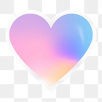 Pink holographic png heart badge sticker on transparent background