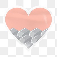 Cute block pattern png heart badge sticker on transparent background