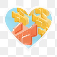 Cute goldfish pattern png heart badge sticker on transparent background