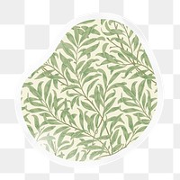 William Morris png leaf pattern badge sticker on transparent background, remixed by rawpixel