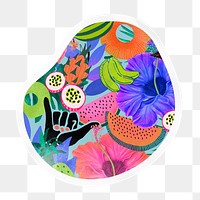 Exotic tropical png pattern badge sticker on transparent background