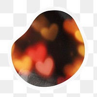 Heart bokeh png badge sticker on transparent background