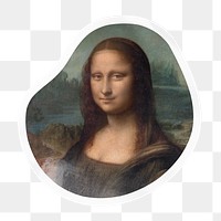 Mona Lisa png badge sticker on transparent background, remixed by rawpixel