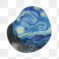 The Starry Night png badge sticker on transparent background, remixed by rawpixel