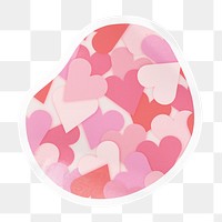 Pink heart pattern png badge sticker on transparent background