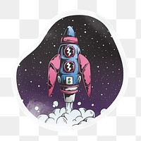 Space rocket png badge sticker on transparent background