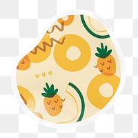 Tropical pineapple png pattern badge sticker on transparent background