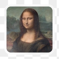 Mona Lisa png square badge sticker on transparent background, remixed by rawpixel