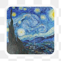 The Starry Night png square badge sticker on transparent background, remixed by rawpixel