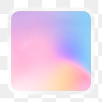 Pink holographic png square badge sticker on transparent background