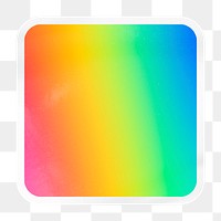 Rainbow gradient png square badge sticker on transparent background