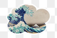 Png The Great Wave off Kanagawa cloud badge sticker on transparent background, remixed by rawpixel