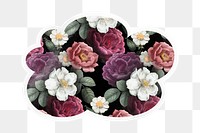 Aesthetic flowers png cloud badge sticker on transparent background
