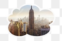 Aesthetic cityscape png cloud badge sticker on transparent background