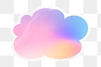 Pink holographic png cloud badge sticker on transparent background