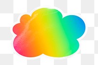 Rainbow gradient png cloud badge sticker on transparent background