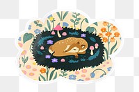 Sleeping deer png cloud badge sticker on transparent background