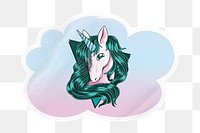 Unicorn  png cloud badge sticker on transparent background