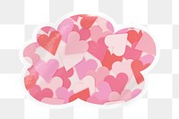 Pink heart pattern png cloud badge sticker on transparent background