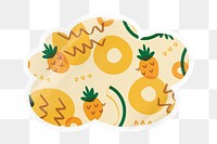 Tropical pineapple  png pattern cloud badge sticker on transparent background