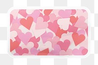 Pink heart pattern png rectangle badge sticker on transparent background