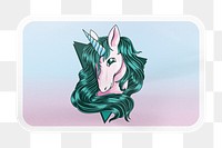 Unicorn png rectangle badge sticker on transparent background