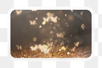 Butterfly bokeh png rectangle badge sticker on transparent background