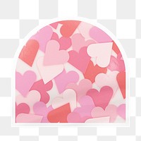 Pink heart pattern png arc badge sticker on transparent background