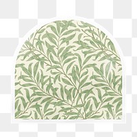 William Morris png leaf pattern  arc badge sticker on transparent background, remixed by rawpixel