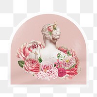 Floral Greek png statue arc badge sticker on transparent background