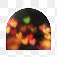 Heart bokeh png arc badge sticker on transparent background