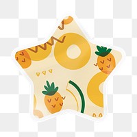 Tropical pineapple pattern png star badge sticker on transparent background