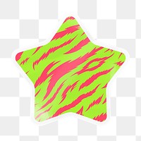 Tiger stripes pattern png star badge sticker on transparent background