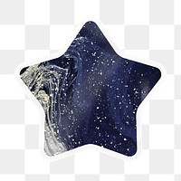 Blue marble aesthetic png star badge sticker on transparent background