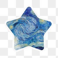 The Starry Night png star badge sticker on transparent background, remixed by rawpixel