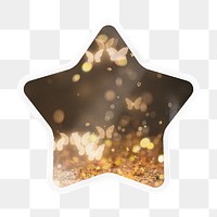 Butterfly bokeh png star badge sticker on transparent background