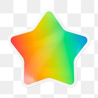 Rainbow gradient png star badge sticker on transparent background