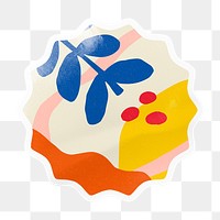 Aesthetic botanical memphis png starburst badge sticker on transparent background