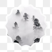 Mysterious forest png starburst badge sticker on transparent background