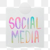 Social media png word sticker, ripped paper typography, transparent background